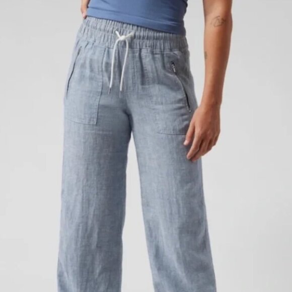 Athleta Cabo Linen Wide Leg Pants Blue (Women's Size 6) - Picture 6 of 10